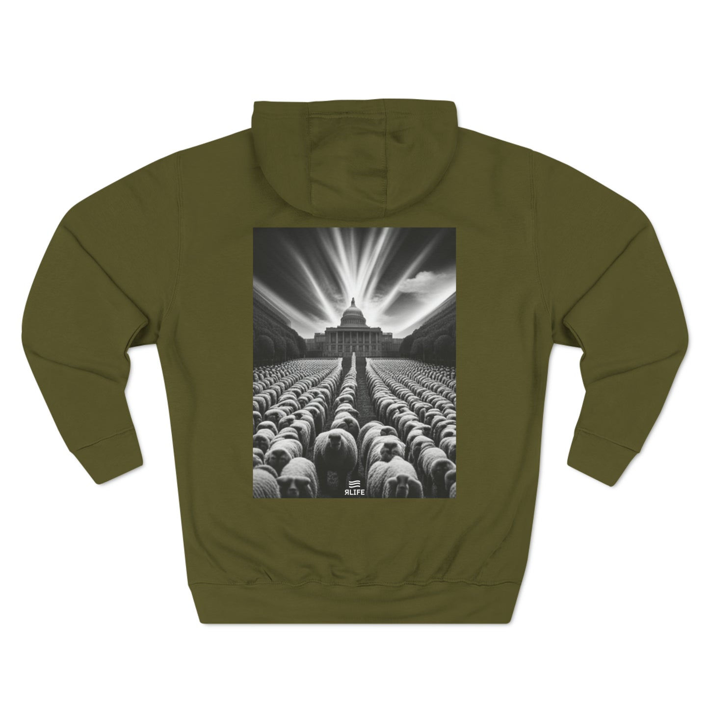 "SHEEPLE (wake up)" - Backside Design - Premium Pullover Hoodie
