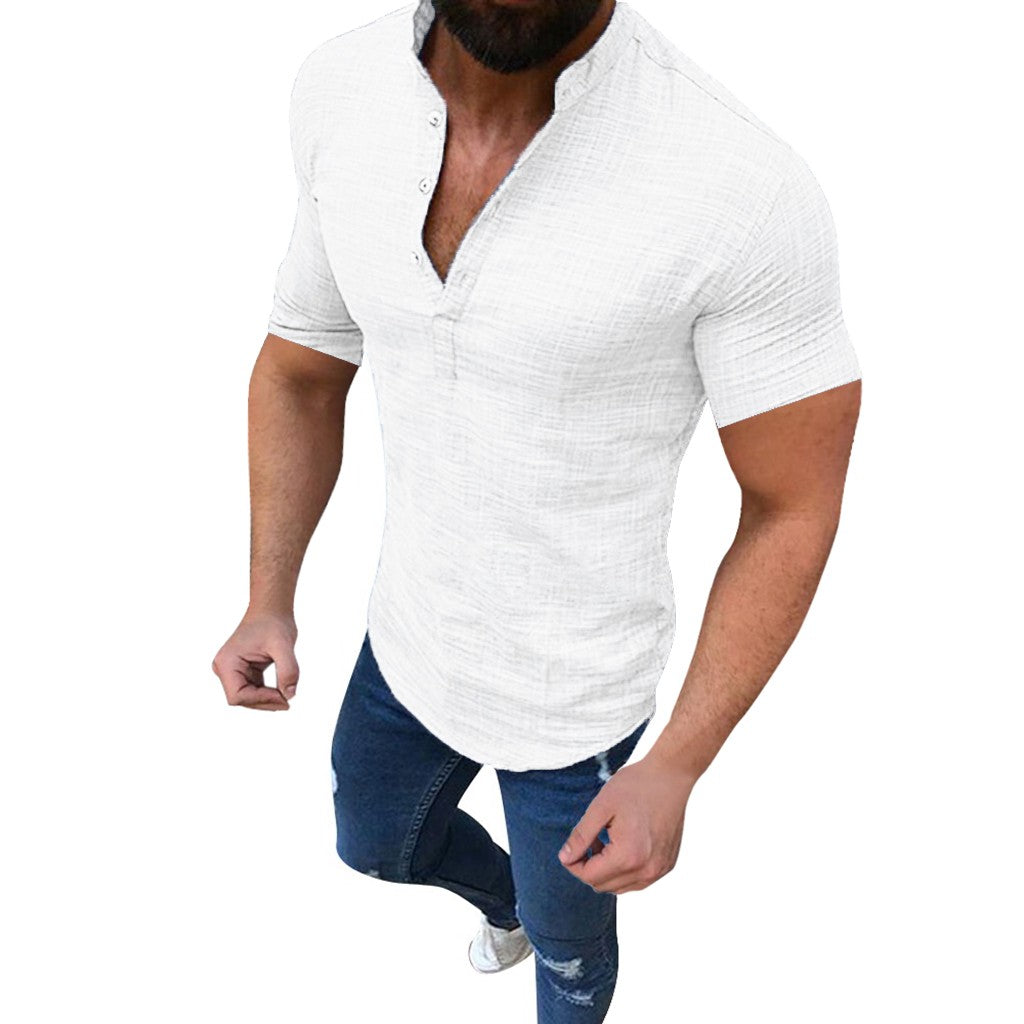 Men's Short Sleeve Button-T